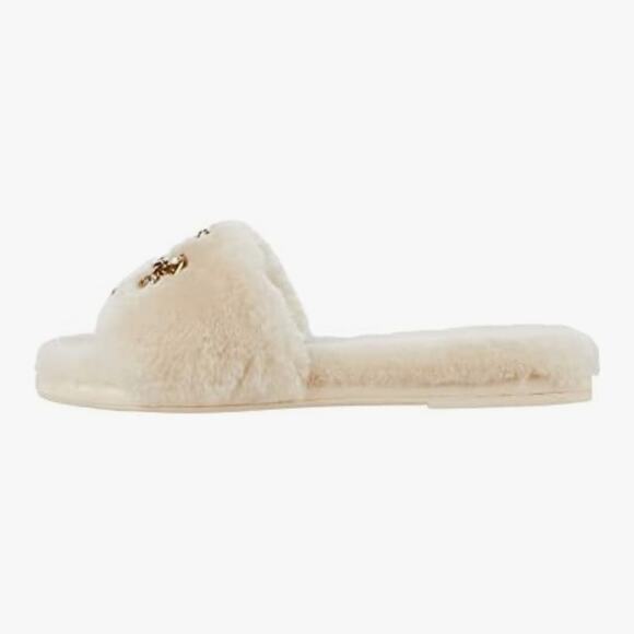 Tory Burch Jeweled Double T Shearling Fur Slide sandals NEW Size 8 - Picture 4 of 15